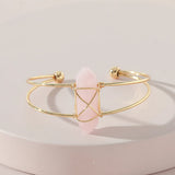 Quartz Stone Women's Bangle Cuff Bracelet