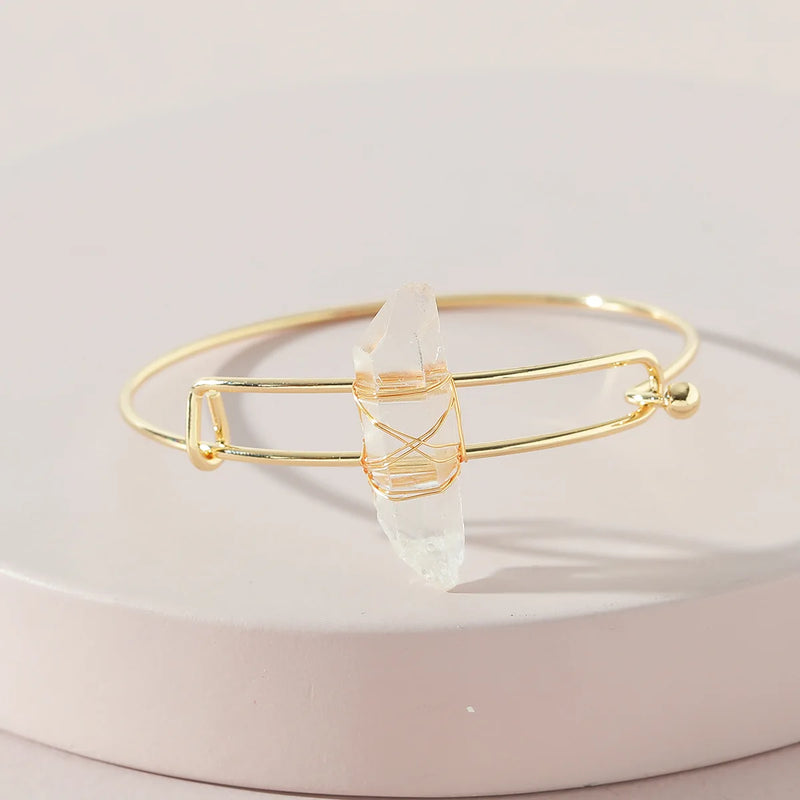 Quartz Stone Women's Bangle Cuff Bracelet