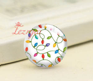 X-Mas Christmas Colorful Lights Glass Cabochons DIY Jewelry Making