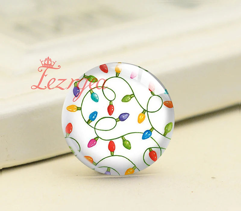 X-Mas Christmas Colorful Lights Glass Cabochons DIY Jewelry Making