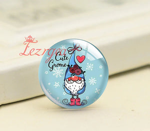 X-Mas Christmas Gnomes Glass Cabochons DIY Jewelry Making Findings