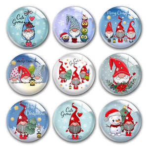 X-Mas Christmas Gnomes Glass Cabochons DIY Jewelry Making Findings