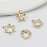 10pcs Zinc Alloy Hollow Flower Heart Charms for DIY Jewelry Making