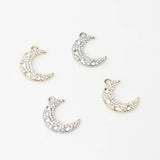 Zinc Alloy Moon Charms 6pcs/lot Zircon Inlaid DIY Earring Making
