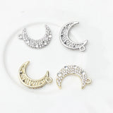 Zinc Alloy Moon Charms 6pcs/lot Zircon Inlaid DIY Earring Making
