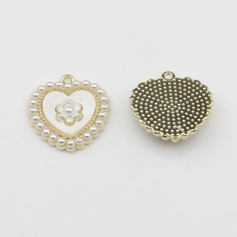 Zinc Alloy Rabbit Heart Flowers Pearl Pendant Charms 6pcs/lot
