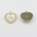 Zinc Alloy Rabbit Heart Flowers Pearl Pendant Charms 6pcs/lot