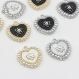 Zinc Alloy Rabbit Heart Flowers Pearl Pendant Charms 6pcs/lot