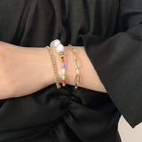 Boho Rope Bangle Baroque Pearl Bracelet