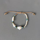 Boho Rope Bangle Baroque Pearl Bracelet