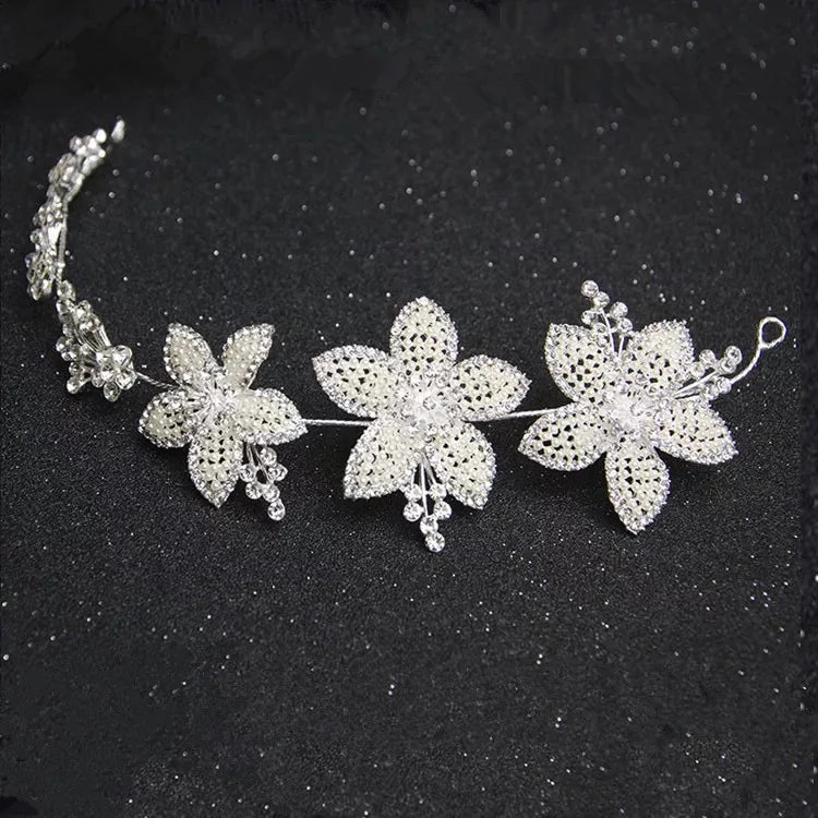 Beaded Flower Bridal Tiara Wedding Hair Accessories