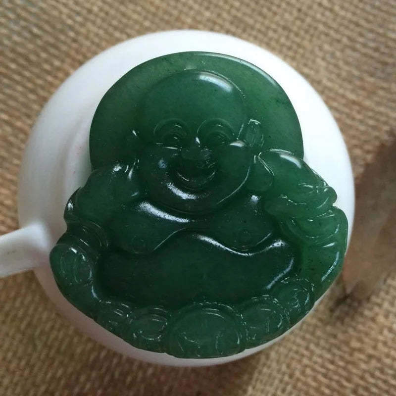 Green Jade Stone Malay Buddha Pendant Chain