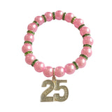 Adjustable Pink Pearl Greek Number Heart Maple Leaf Bracelet