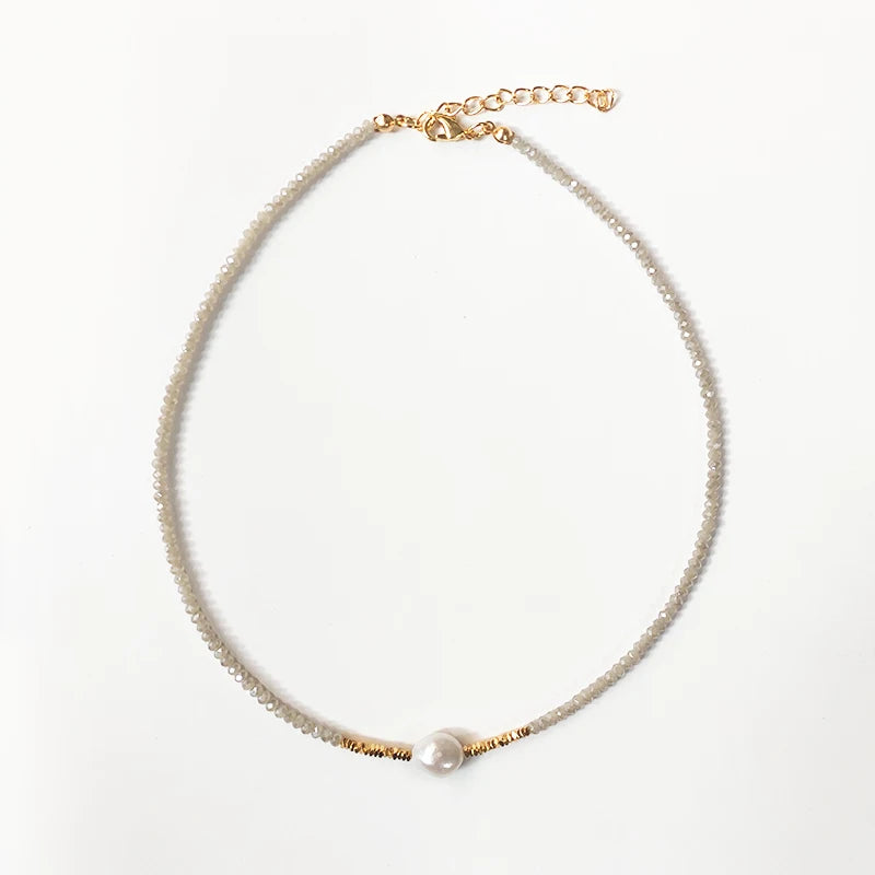 Crystal Beads Necklace for Women Irregular Pendant Bohemian Jewelry