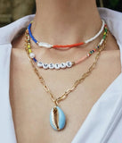 Crystal Beads Bohemian Choker Necklace with Freshwater Pearl Pendant