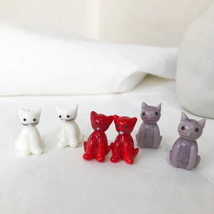 Glazed Glass 3D Kitten Ornament DIY Earrings Pendant
