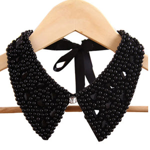 Vintage Crystal Collar Necklace with Lace Beads Pearls