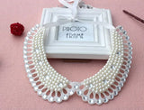 Vintage Crystal Collar Necklace with Lace Beads Pearls