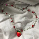 Sweet Strawberry Pendant Necklace for Women Y2K