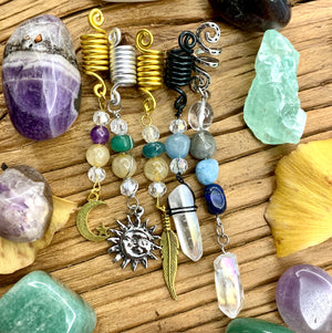 Crystal Hair Beads Sun Moon Dragonfly Leaf Hair Accessories Cuff Hair Ring