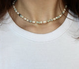 Crystal Jewelry Cluster Necklace with Semi-Precious Stone and Pearls