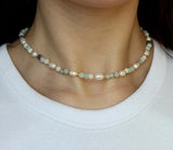 Crystal Jewelry Cluster Necklace with Semi-Precious Stone and Pearls