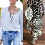 Tibetan Silver Rat Pendant Necklace with Pearl Chain