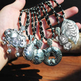 Tibetan Silver Rat Pendant Necklace with Pearl Chain