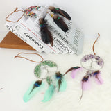 Crystal Gravel Life Tree Hanging Ornament with Feather Tassel
