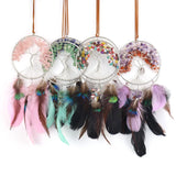 Crystal Gravel Life Tree Hanging Ornament with Feather Tassel
