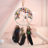 Crystal Gravel Life Tree Hanging Ornament with Feather Tassel