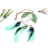 Crystal Gravel Life Tree Hanging Ornament with Feather Tassel
