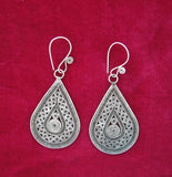 Silver Drop Copper Drum Earrings