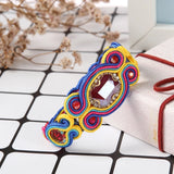 Soutache Colour Bracelets Ethnic Boho Leather Crystal Weaving Bracelet
