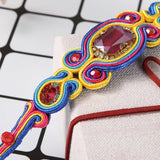 Soutache Colour Bracelets Ethnic Boho Leather Crystal Weaving Bracelet