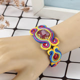 Soutache Colour Bracelets Ethnic Boho Leather Crystal Weaving Bracelet