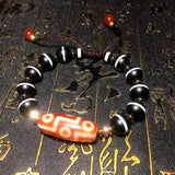 Red/White 9 Eye DZI Dragon Agate Bracelet