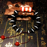 Red Line Pattern DZI Barbell Agate Bracelet