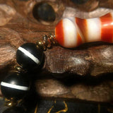Red Line Pattern DZI Barbell Agate Bracelet