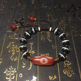 Red/White RUYI 2 eyes DZI Dragon Agate Bracelet