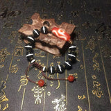 Red/White RUYI 2 eyes DZI Dragon Agate Bracelet