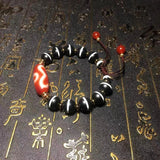 Red/White RUYI 2 eyes DZI Dragon Agate Bracelet