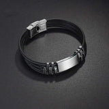 Men's Stainless Steel Braided Rope Bracelet with Blank Plate