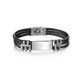 Men's Stainless Steel Braided Rope Bracelet with Blank Plate