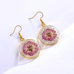 Handmade Dried Flower Earring Natural Pressed Flower Jewelry Epoxy Resin