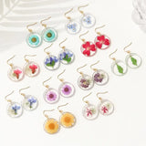 Handmade Dried Flower Earring Natural Pressed Flower Jewelry Epoxy Resin