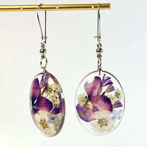 Handmade Dried Flower Earring Natural Pressed Flower Jewelry Epoxy Resin