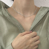925 Sterling Silver Necklace Choker Rectangular Chain Jewelry