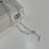 925 Sterling Silver Necklace Choker Rectangular Chain Jewelry