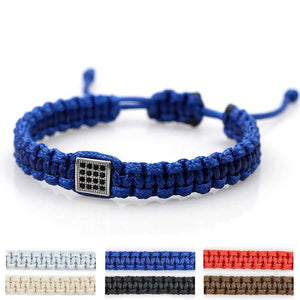 Stainless Steel Crystal Charm Bracelet Adjustable Rope String